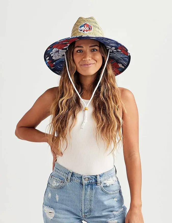 Straw Hat for Men & Women | Lifeguard Hat, Beach Hat & Sun Hat | UPF 50+ Wide Brim for Sun Protection | One Size | Hemlock
