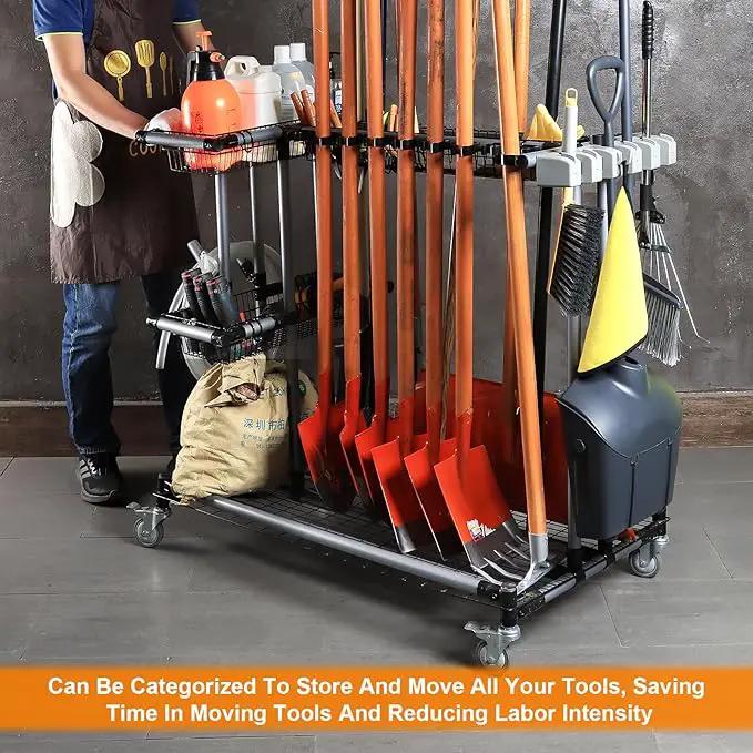 Ultimate Yard Tool Storage Rack with Rolling Casters – Organize All Your Garden Tools Effortlessly by GreenHaven Gardens