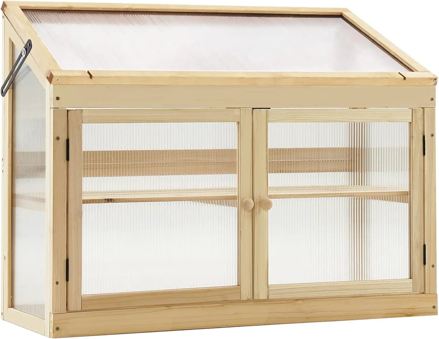 MCombo 2-Tier Wooden Cold Frame Garden Greenhouse Raised Flower Planter Shelf Bed Protection 6057-0160 (Natural) by GreenHaven Gardens