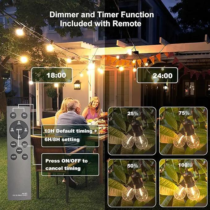102(96+6) ft Solar String Lights Outdoor, Waterproof with USB Port Remote Control Solar Patio Lights,32 Shatterproof S14 Bulbs,1W Soft White by GreenHaven Gardens