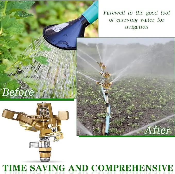 Ferraycle 2 Pieces 1/2 Inch Brass Impact Sprinkler Head with Nozzles Heavy Duty Adjustable 0-360 Degrees Impulse Sprinkler Head Lawn Watering for Yard Irrigation by GreenHaven Gardens