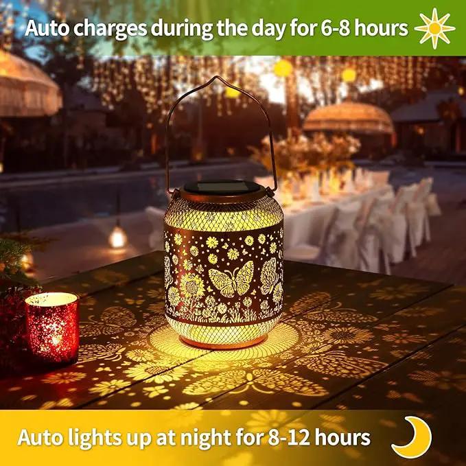 Solar Lanterns Outdoor Waterproof Butterfly Garden Decor Birthday Gifts for Women Mom Grandma Hanging Solar Lights Metal Decoration Outside for Yard, Patio, Backyard, Porch, Pathway by GreenHaven Gardens