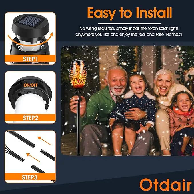 Otdair Solar Torch Lights with Flickering Flame, 12LED Tiki Torch Solar Lights Outdoor, IP65 Waterproof Mini Solar Torch Light Auto On/Off for Garden, Patio, Yard, Pathway, 8 Packs by GreenHaven Gardens