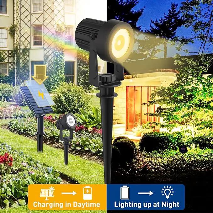 Solar Landscape Spotlights 4 Pack Warm White 3000K, T-SUNUS IP65 Waterproof Outdoor Solar Spot Lights for Yard 9.8ft Cable, Separated Panel Garden Light for Flag Driveway Porch Walkway Pool Patio Pond by GreenHaven Gardens