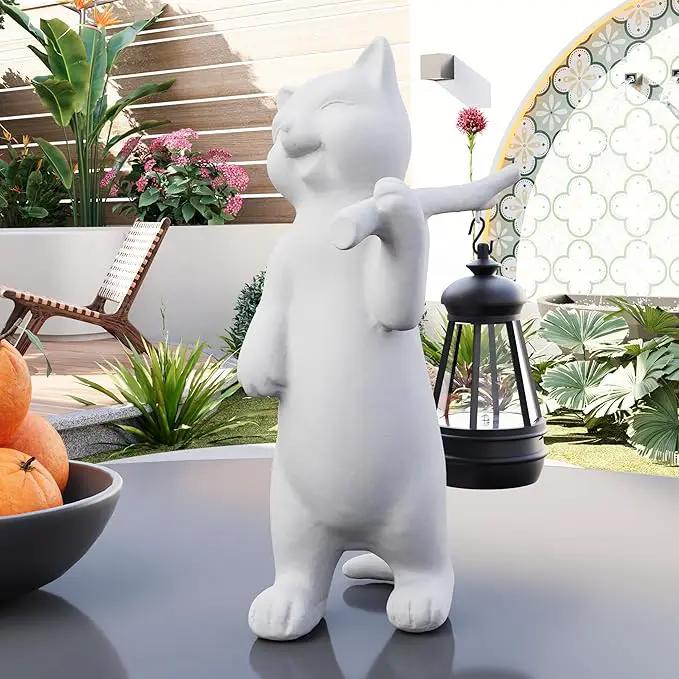 Solar Powered Garden Resin Statue Lights, 10 Inch Waterproof Outdoor Animal Cute Cat Figurine Lights, Suitable for Patios, Balconies, Lawns, Courtyards, Etc (Walking) by GreenHaven Gardens