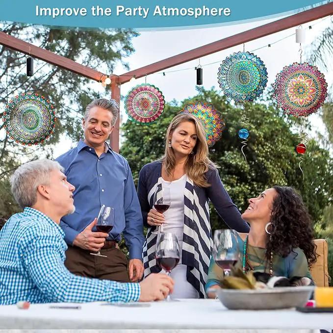 Wind Spinner Blossom Mandala Wind Spinners Outdoor 12inch 3D Stainless Steel Hanging Wind Sculptures Creates Holographic Effect. Kinetic Garden Decoration Yard Art Decor Worth Mandala Gifts by GreenHaven Gardens