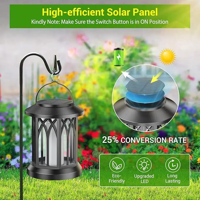 KOOPER Hanging Solar Lights Lantern Outdoor, Flickering Flames Solar Outdoor Lights, Solar Lanterns Outdoor Waterproof with Bigger Solar Panel, Auto ON/Off Solar Lantern for Yard Garden Decor, 2 Pack by GreenHaven Gardens