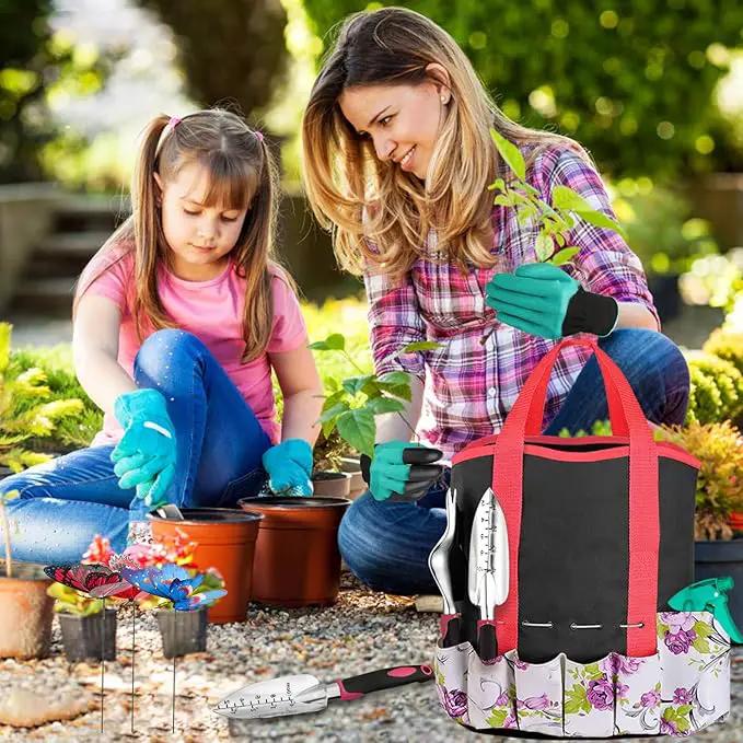 Garden Tools Set 83 Piece Succulent Tools Set Included, Heavy Duty Aluminum Gardening Tools for Gardening, Ergonomic Handle Tools, Storage Tote Bag, Gifts Tools for Men Women (Red) by GreenHaven Gardens