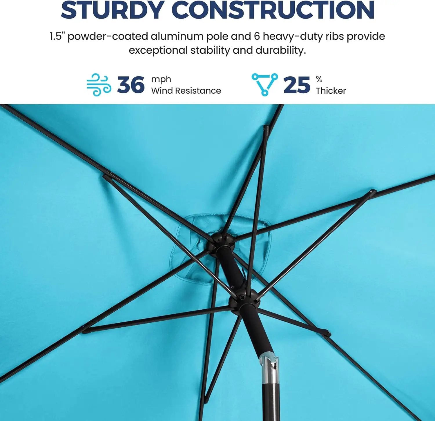 SUNVIVI OUTDOOR Patio Umbrella, 6.5' x 10' Rectangular Patio Umbrella, Metal Pole Square Outdoor Umbrella with Crank and Push Button Tilt, 6 Steel Ribs, Polyester Canopy by GreenHaven Gardens