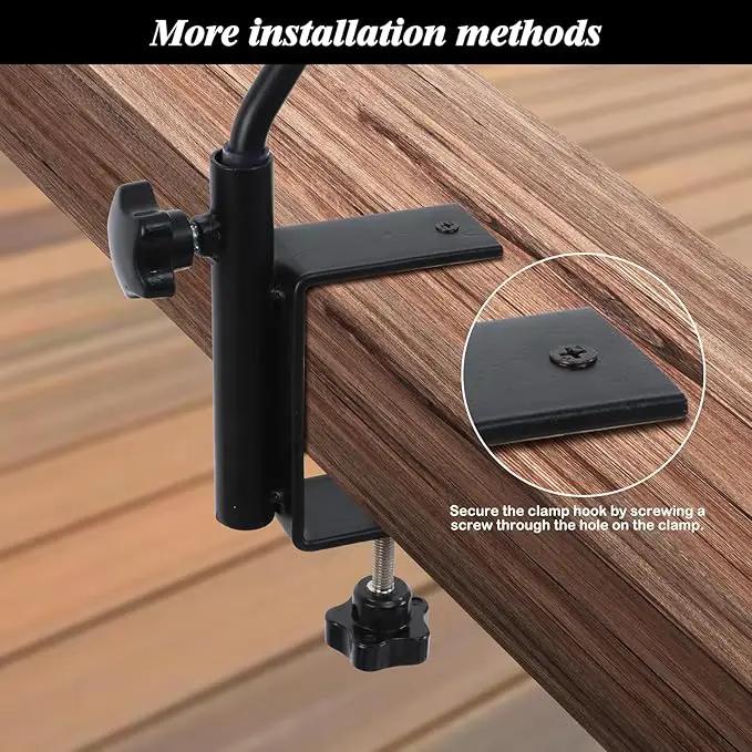 FEED GARDEN 31 Inch Heavy Duty Deck Hook for Railing 2 Pack, Non-Slip Clamp, 360 Degree Swivel, for Hanging Bird Feeders, Plants, Lanterns, Suet Baskets, Wind Chimes, Black by GreenHaven Gardens