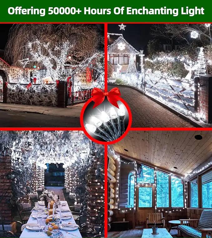 750 LED Outdoor Christmas Lights Decorations, 246ft Green Wire LED Christmas String Lights with Timer Memory, Twinkle Lighs for Indoor Outdoor Xmas Party Christmas Tree Wedding Garden Patio Cool White by GreenHaven Gardens