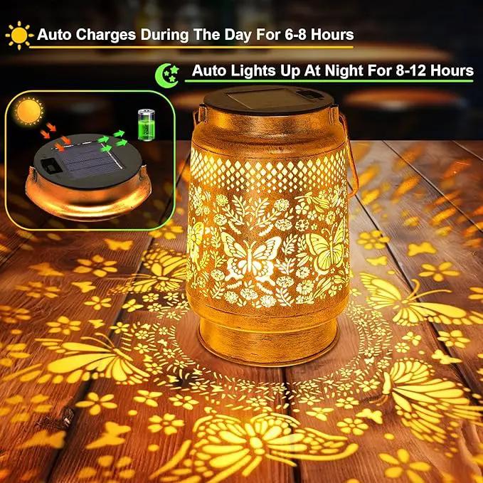 Solar Lanterns Outdoor Garden Decor Butterfly Hanging Lantern Lights, Birthday Gifts for Women Mom Grandma Waterproof Metal Solar Lights LED Decoration with Shepherd Hook for Garden Yard Patio Porch by GreenHaven Gardens