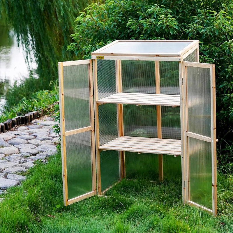 BIGTREE Wooden Green House Mini Greenhouse Indoor/Outdoor Nursery Vented Cold Frame Portable Garden Planter Raised Plants Top Opening Door (27"X19"X47") by GreenHaven Gardens