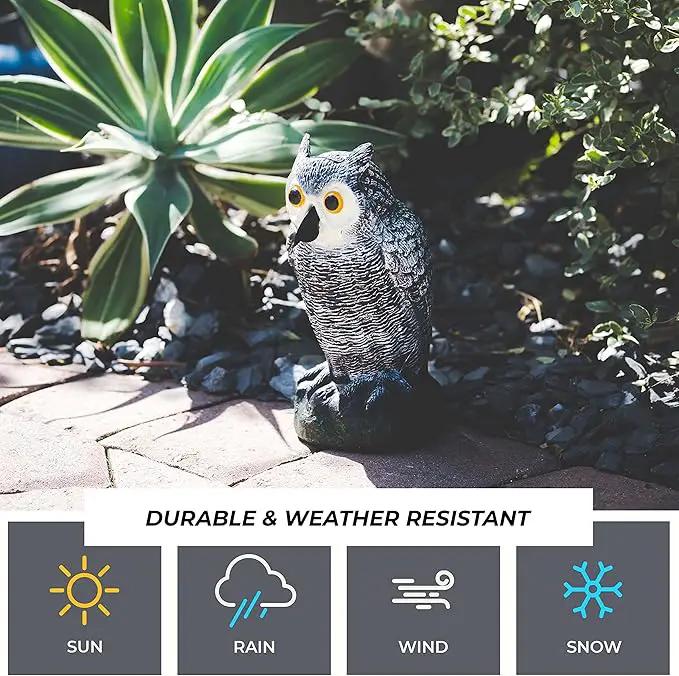 Galashield Owl Decoy to Scare Birds Away | Plastic Owls to Scare Birds Away | Owl Statue for Garden & Outdoors [Set of 2] by GreenHaven Gardens