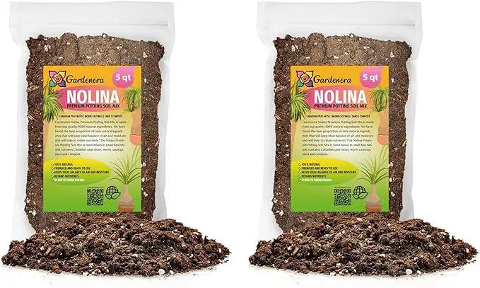 Nolina Plant Potting Soil - All-Natural Blend for Thriving Nolina Plants - Boosts Root Health and Distinctive Form - 10 Quart by GreenHaven Gardens