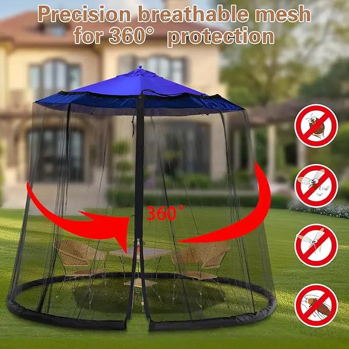7.5-10FT Patio Mosquito Netting - Mosquito net for Patio Garden and Outdoor Umbrellas with Adjustable Elastic Cord and Zipper Umbrella net by GreenHaven Gardens