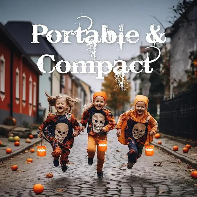 EverBrite 3-Pack Halloween Pumpkin Lantern, Collapsible Jack O Lantern Pumpkins with Lanyard, Halloween Party Favors for Kids, Light up Pumpkin Outdoor for Halloween Party Decoration, Battery Included by GreenHaven Gardens