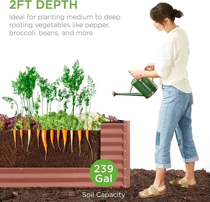 Best Choice Products 8x2x2ft Outdoor Metal Raised Garden Bed, Rectangular Deep Root Planter Box for Vegetables, Flowers, Herbs, and Succulents w/ 239 Gallon Capacity - Terracotta by GreenHaven Gardens