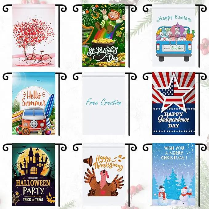 Shimeyao 54 Pcs Blank Sublimation Flags DIY Lawn Garden Flags 11.8 x 17.7 Inches Polyester Blank Heat Transfer Banner for Valentine's Day Wedding Indoor Outdoor Party Decoration by GreenHaven Gardens
