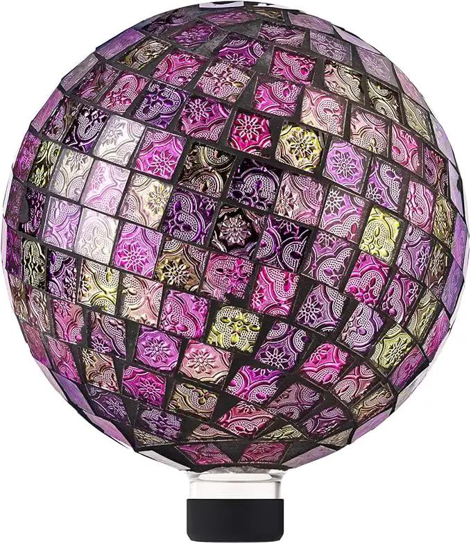 Alpine Corporation 10" Diameter Indoor/Outdoor Glass Mosaic Gazing Globe Yard Decoration, Pink by GreenHaven Gardens