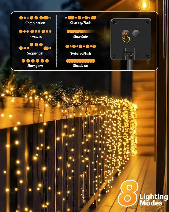 Brightown 2 Pack Solar String Lights for Outside, 92Ft 240 LED Solar Lights Outdoor Waterproof with 8 Modes, Solar Outdoor String Light for Patio Yard Tree Garden Party Decorations, Warm White by GreenHaven Gardens