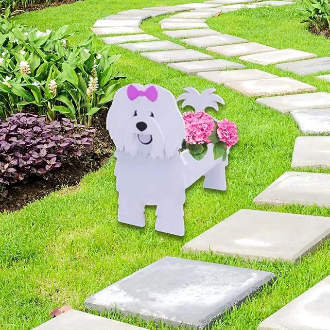 Cotton Veil Dog Planter Plant Pots,Cute Garden Dog Flower Planter,Dog Planters Birthday Gifts for Women,Office,Indoor/Outdoor Decor（9.45 * 9.02 * 13.39in） by GreenHaven Gardens