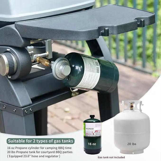 MASTER COOK Propane Gas Grill, Portable Tabletop Barbecue Grill with Cart for Patio, Camping, Travel by GreenHaven Gardens