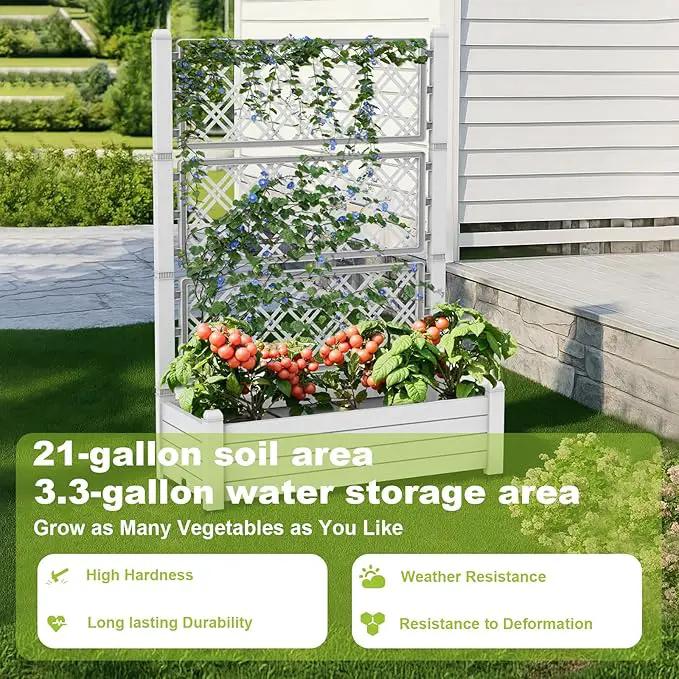 Elevated Raised Garden Bed,Outdoor Large Resin Patio Planter Box Stand Divisible with Drain Plug,Water Monitor for Plants Vegetables Flowers Fruits(Ashen) by GreenHaven Gardens