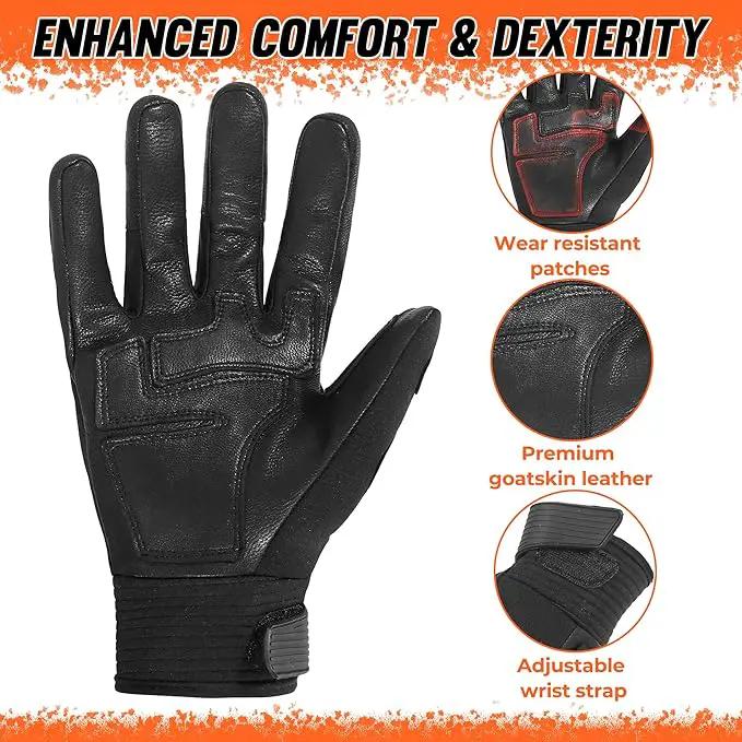 HLDD HANDLANDY Leather Work Gloves for Men & Women, Adjustable Wrist Cowhide Gardening Glove with Reinforced Palm for Driver by GreenHaven Gardens