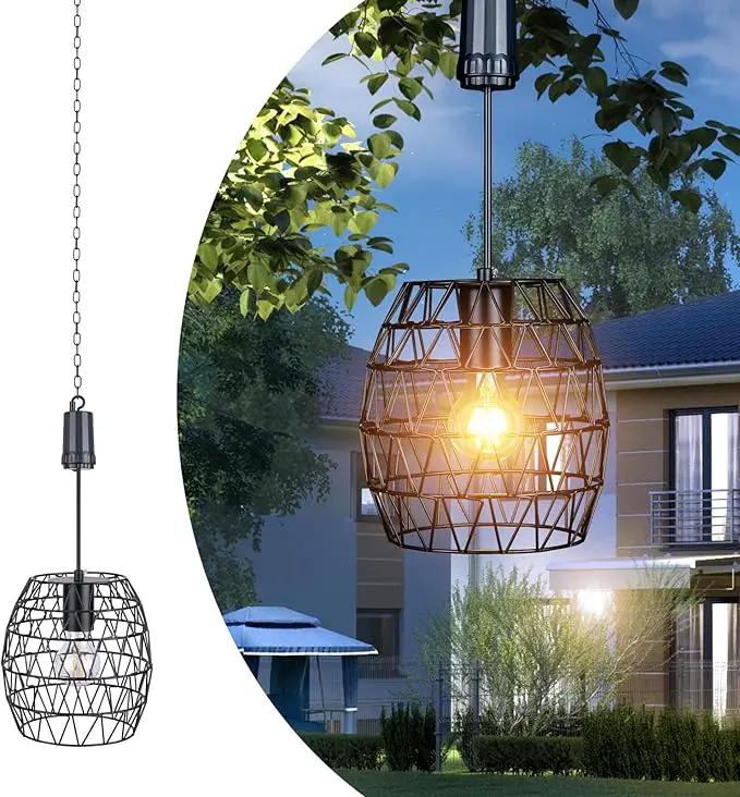 pearlstar Battery Operated Outdoor Hanging Light — Outdoor Indoor Pendant Chandelier Waterproof Porch Gazebo Patio Pendant Lantern Chandelier Lighting by GreenHaven Gardens