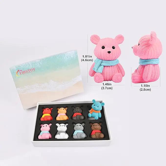 8Pcs Mini Resin Teddy Bear Figurines Cute Scarf Bears Desktop Ornaments Car Interior Decoration Garden FigurinesTiny Bear Statues Animals Sculpture Micro Landscape by GreenHaven Gardens