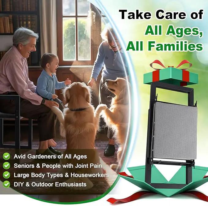 Garden Kneeler and Seat Heavy Duty - Anti-Tip Super Stable Multifunctional Gardening Stool Bench,Wide 12.7" Pads,Foldable Ergonomic Handles for Seniors Women Men Pain-Free Weeding,Planting Yard Work by GreenHaven Gardens