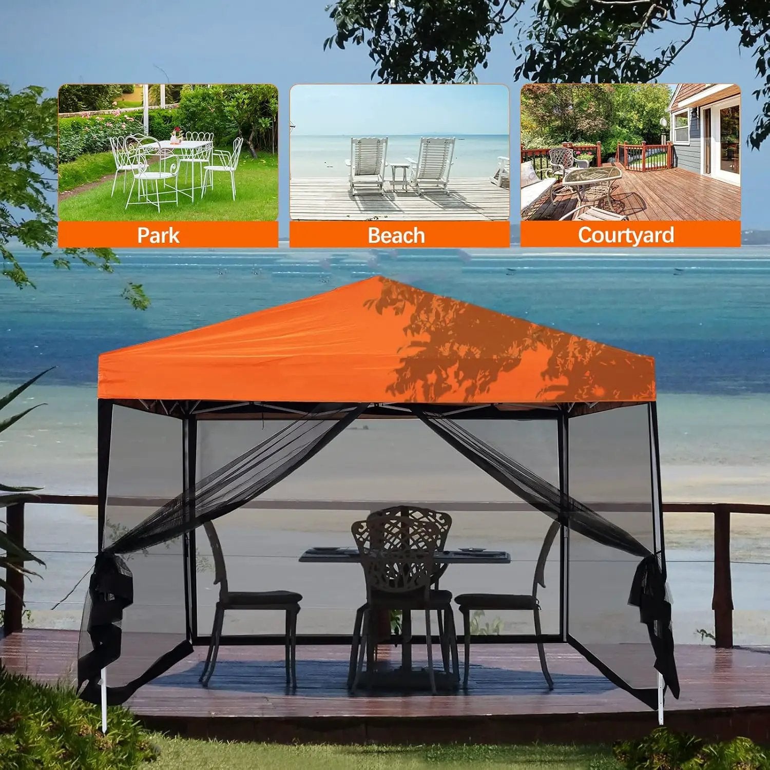 Mosquito Netting Outdoor Screen House Tent Screen Wall with Zipper for Camping, Patio, 10x 10 Gazebo and Tent (Black) by GreenHaven Gardens