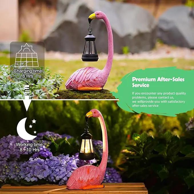 Solar Flamingo Statues for Garden Decor: Outdoor Figurines Sculpture with Lantern for Lawn Patio Yard Balcony - Gifts for Mom Grandma by GreenHaven Gardens