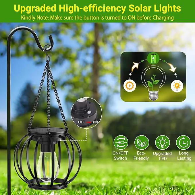 KOOPER Solar Lanterns Outdoor Lights, Upgraded Metal Solar Lantern, Brighter Hanging Solar Lights Outdoor Waterproof, Auto On/Off Solar Light for Yard Garden Patio Pathway Decor 2 Pack by GreenHaven Gardens