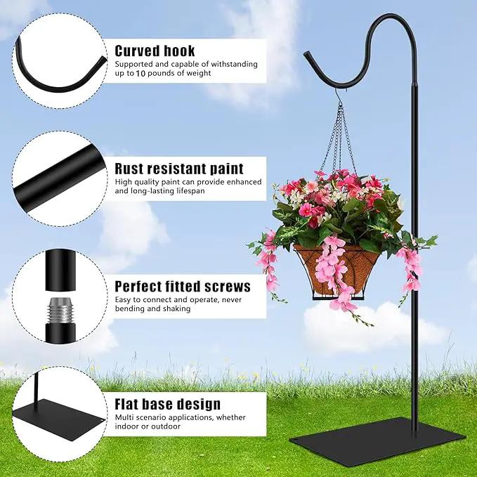 Hummingbird Feeder Stand, Adjustable 20-63 Inch Shepherds Hook for Outdoor Indoor, Bird Feeder Pole with Base & Water Weight Bag for Wind Chimes, Hanging Plants(Hummingbird Feeders Not Include) by GreenHaven Gardens