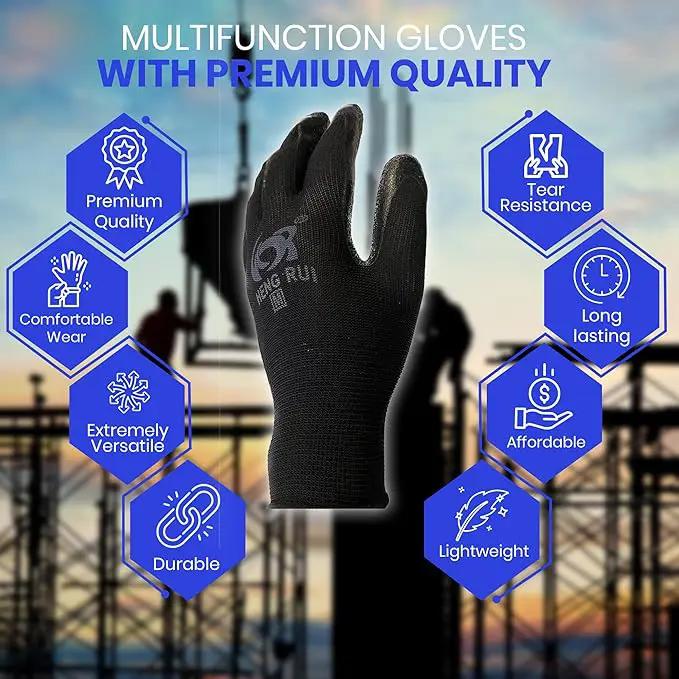 10 OR 20 Pairs Work Gloves–Heavy Duty Rubber Coated Safety Work Gloves–Multipurpose Gloves by GreenHaven Gardens