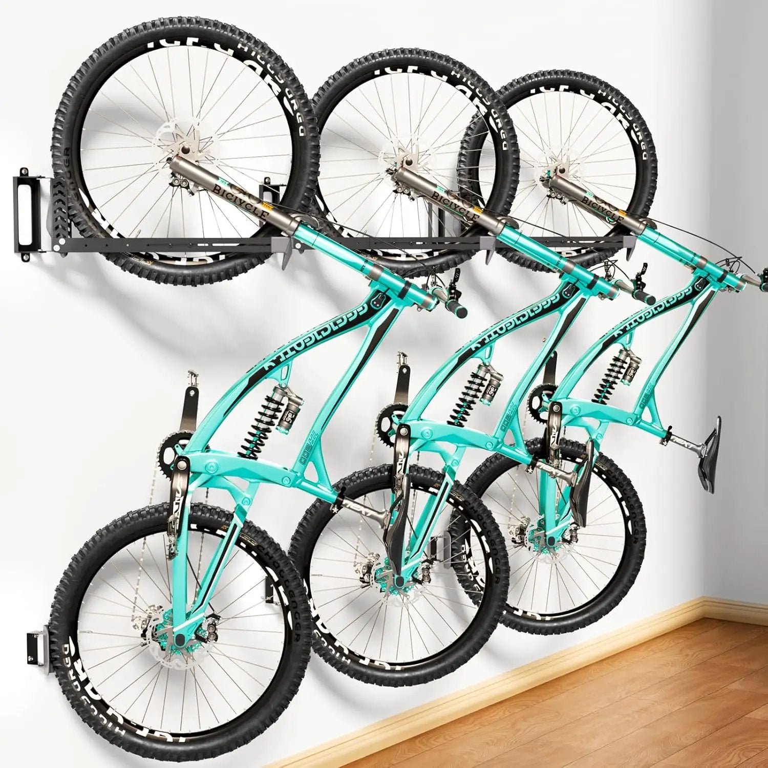 3-Pack Swivel Bike Rack Wall Mount, Bike Hangers for Garage, Space-Saving Vertical Bike Holder, Holds up to 77 lbs, Bicycle Wall Hanger Storage, No Heavy Lifting Required Indoor Hanging Bike Rack by GreenHaven Gardens