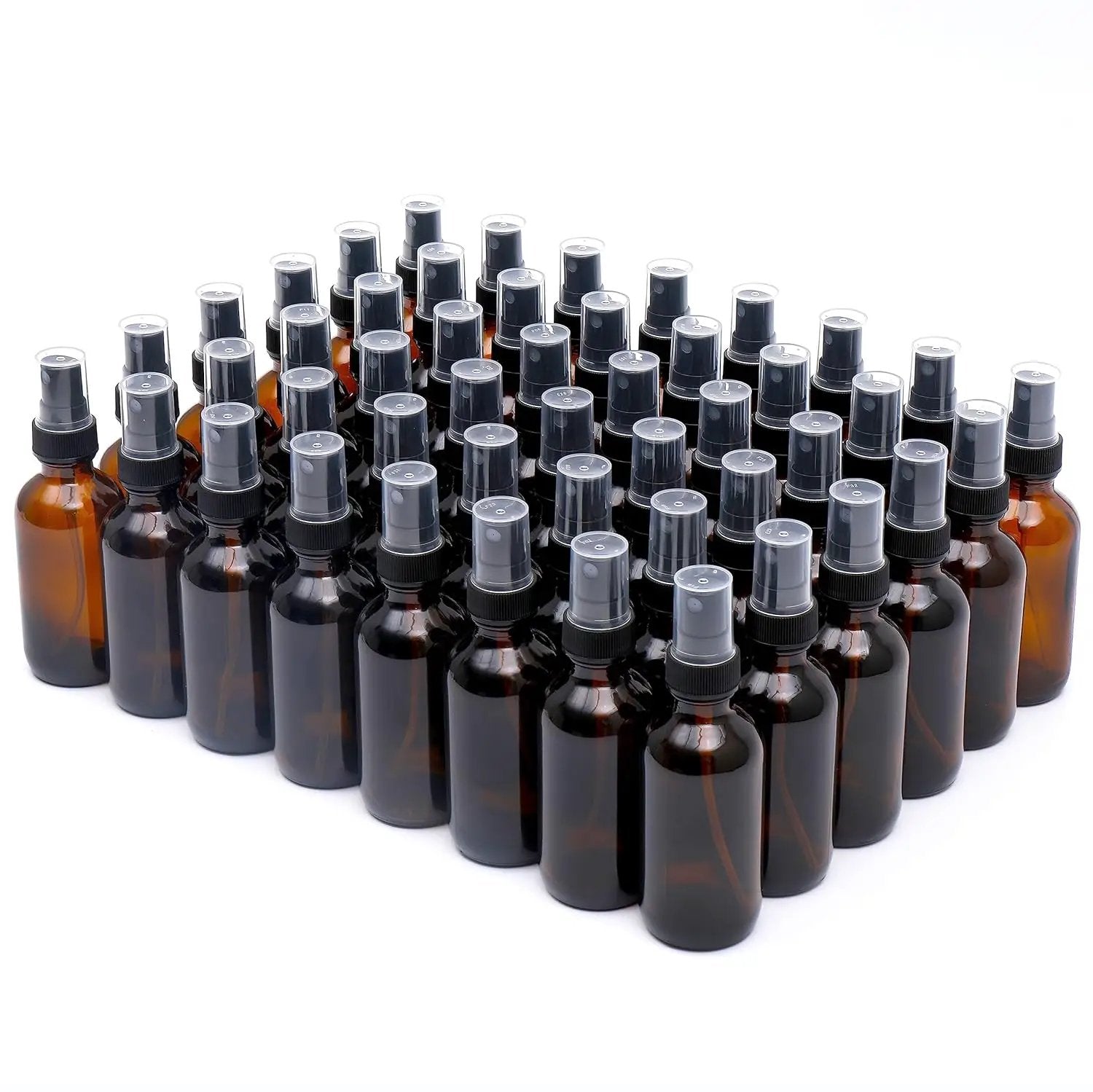 Amber Glass Small Spray Bottle 2 oz 48 Packs,Fine Mist Sprayer Small Clear Bottles,Refillable Containers mini spray bottles for Cleaning Solutions and Skin Care (Amber 48pcs) by GreenHaven Gardens