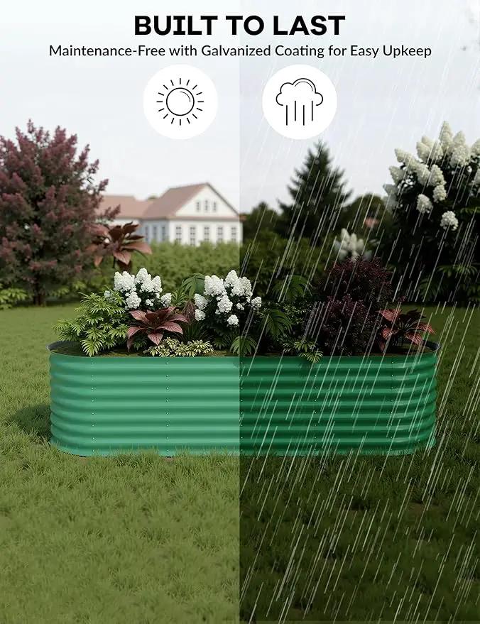 8x2x2ft Raised Garden Bed,Galvanized Raised Planter Boxes Outdoor with Easy Assembly, Large Garden Bed for Vegetables, Fruits, Flower,Raised Garden Bed,Green by GreenHaven Gardens