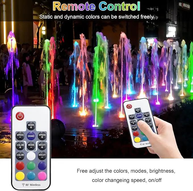 RGB Underwater Pond Lights, 20 Colors Dimmable Fountain Lights with Timer, IP68 Waterproof Underwater Submersible Led Lights with Remote Control for Outdoor Ponds Aquarium Garden Pool (Set of 4) by GreenHaven Gardens
