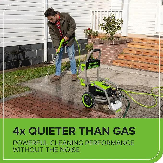 Greenworks Pro Brushless 3000 PSI (CSA Certified) 2.0 GPM Max / 1.1 GPM Electric Pressure Washer (Foldable Handles, Rugged Steel Frame, 25 FT Hose, 35 FT GFCI Power Cord) by GreenHaven Gardens