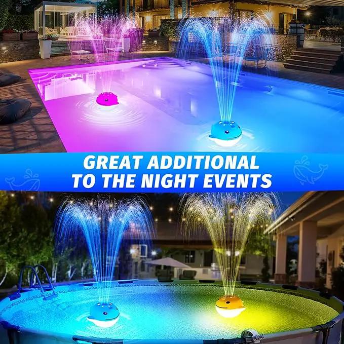 Floating Pool Fountain with Remote, Whale Pool Fountain with Lights, Rechargeable Pool Water Fountain, Above Ground Pool Fountain Waterfall, Swimming Pool Fountains for Inground Pool-1PC by GreenHaven Gardens