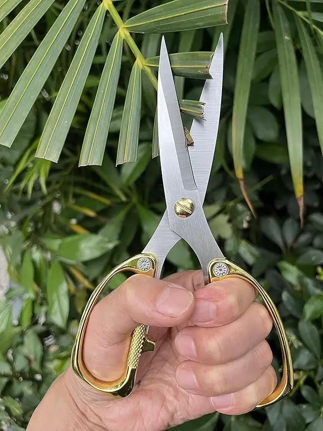 Japanese Garden Clippers, Houseplant plant shears, Floral Pruner Botanical Flower Stem scissors, Gardening Shears with Straight Stainless Steel Blades, Easy Use Garden Tools (golden-k26) by GreenHaven Gardens