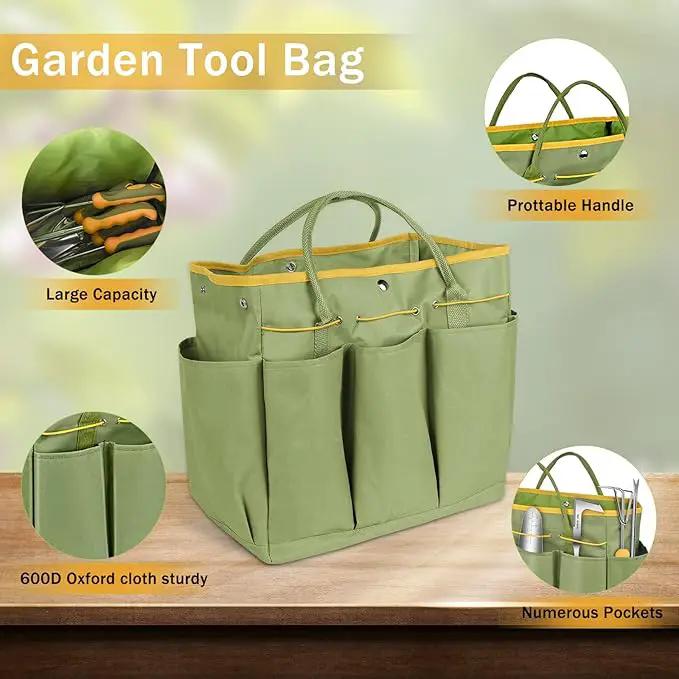 Garden Tool Set, WisaKey 9 Piece Stainless Steel Heavy Duty Gardening Tools with Handle, Durable Garden Tool Bag, Ideal Gardening Hand Tools, Gardening Gifts for Women and Men White Elephant Gifts by GreenHaven Gardens