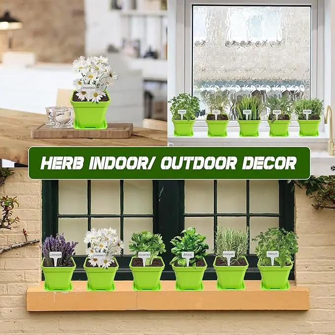 10 Herb Seeds Garden Starter Grow Kit with Green Pots, Markers, Nutritional Soil, Watering, Herb Clipper, Complete Indoor Potted Plant Growing Set for Kitchen DIY by GreenHaven Gardens