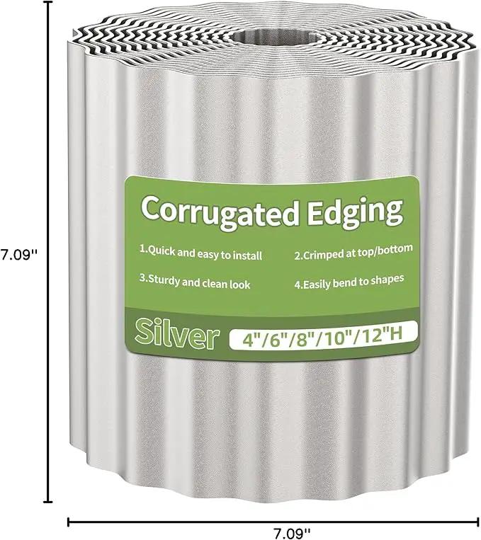 Corrugated Metal Garden Edging, 6"×40Ft Durable Landscape Border for Garden, Lawn, Flower Beds and Paver Edging (Silver) by GreenHaven Gardens