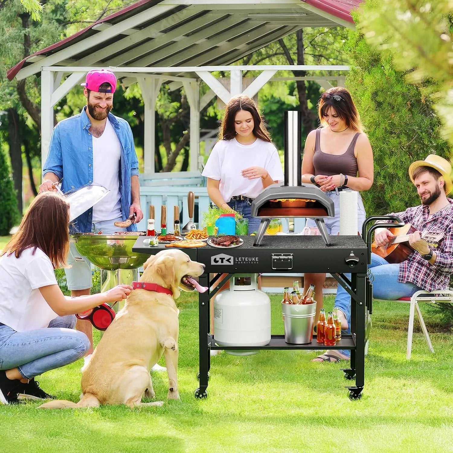 Leteuke Grill Cart for Blackstone Griddle, Portable Outdoor Grill Table, Foldable Cart Table with Wheels for Ninja, Griddle Stand Fit 17 Inch Or 22 Inch, BBQ Prep Tables with Seasoning Tray by GreenHaven Gardens