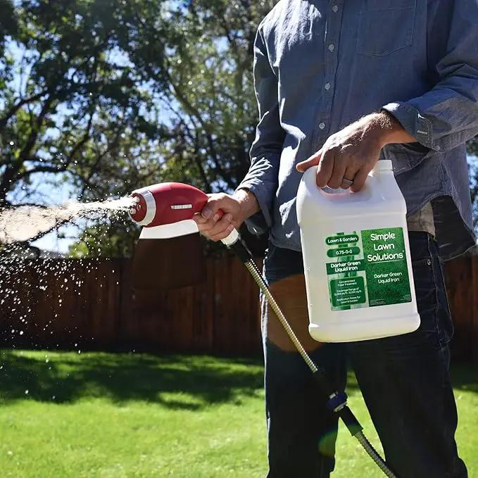Simple Lawn Solutions - Liquid Iron Fertilizer Darker Green - Chelated Micronutrients - Concentrated Spray Booster for Turf Grass, Indoor Plants and Outdoor Garden (1 Gallon) by GreenHaven Gardens