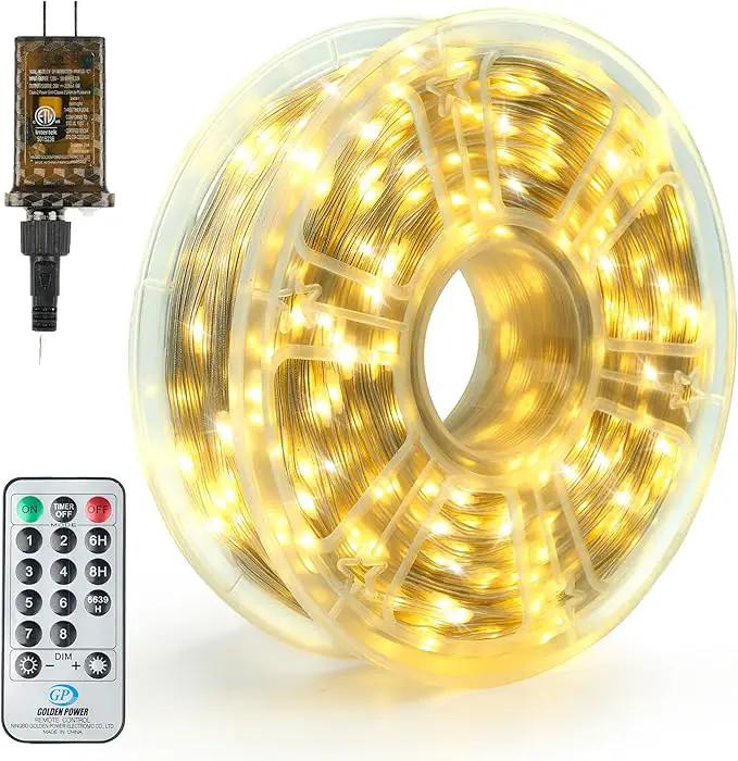 Joiedomi 1200 LED Christmas Lights Outdoor,394 FT Warm White Christmas Tree Lights with 8 Modes Timer, PVC Clear Wire String Lights with Reel for Indoor Outdoor Holiday Xmas Eve Night Decorations by GreenHaven Gardens